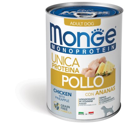 MONGE FRUIT Dog Kuře s ananasem  - monoprotein  400g/24ks