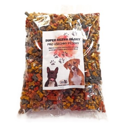 Kostičky MIX 9 druhů 2kg sáček - poloměkký pamlsek