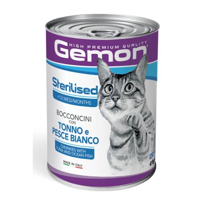 GEMON Cat HP sterilized kousky tuňák/bílá ryba  415g/24bal