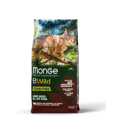 MONGE BWILD Cat Sterilised Tuňák s hráškem    33/11   1,5kg - BWILD ALL LIFE STAGE BUFALO_1,5kg_FRONTE.jpg