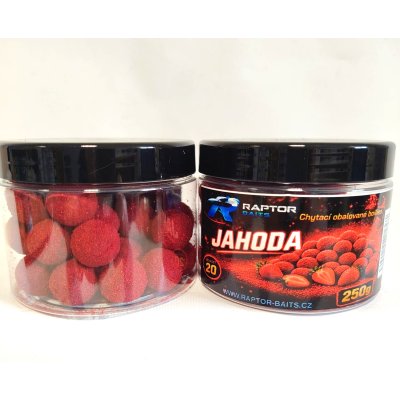 RAPTOR Chytací obalované boilies pr. 20 -  JAHODA - 250g