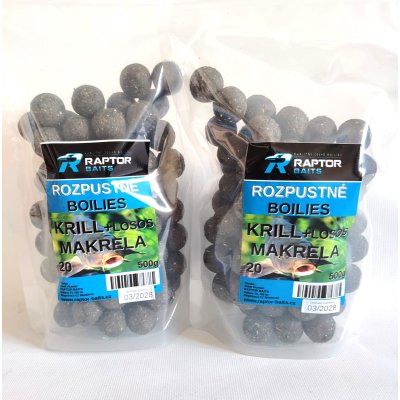RAPTOR rozpustné BOILIES pr. 20 - KRILL, LOSOS,  MAKRELA - 500g