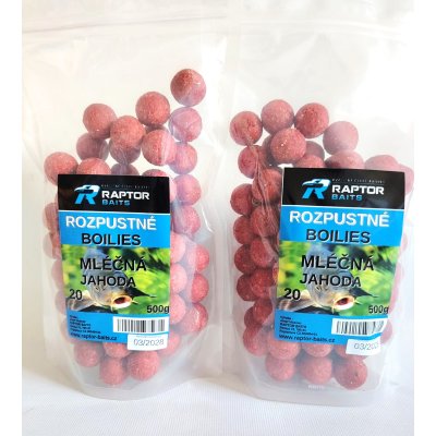 RAPTOR rozpustné BOILIES pr. 20 - MLÉČNÁ JAHODA - 500g