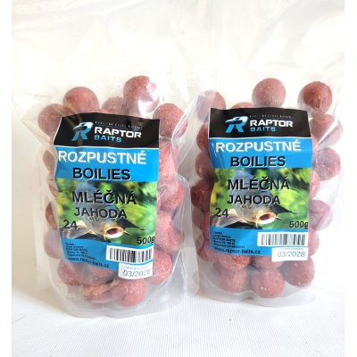 RAPTOR rozpustné BOILIES pr. 24 - MLÉČNÁ JAHODA - 500g