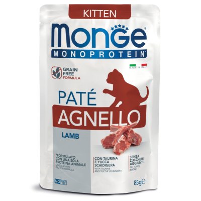 MONGE Monoprotein KITTEN  PATÉ kapsička  jehněčí  85g/28bal