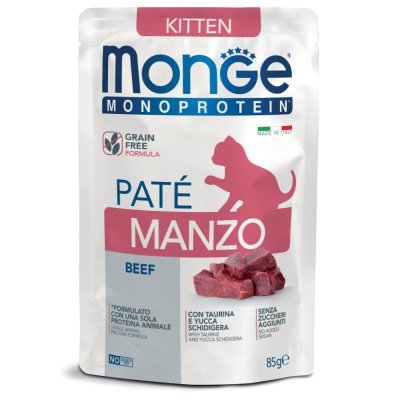 MONGE Monoprotein KITTEN  PATÉ kapsička  hovězí  85g/28bal