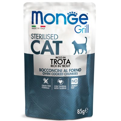 MONGE GRILL Cat Sterilised kapsička pstruh 85g/28bal