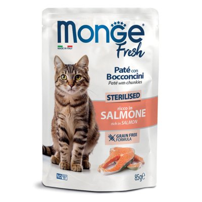 MONGE FRESH STERILISED CAT kapsička s lososem 85g /24ks