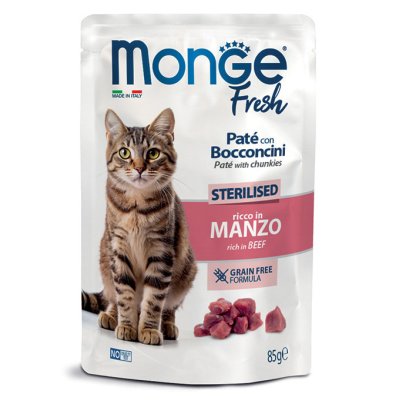 MONGE FRESH STERILISED CAT kapsička s hovězím 85g /24ks