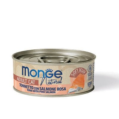 MONGE NATURAL Cat tuňák, losos 80g/24bal.